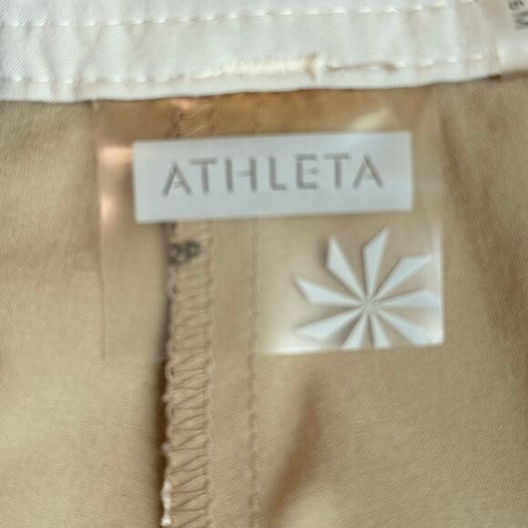 Athleta Pleated Tan Skirt with Shorts Women's 2P Zipper and Button Closure - Picture 4 of 11